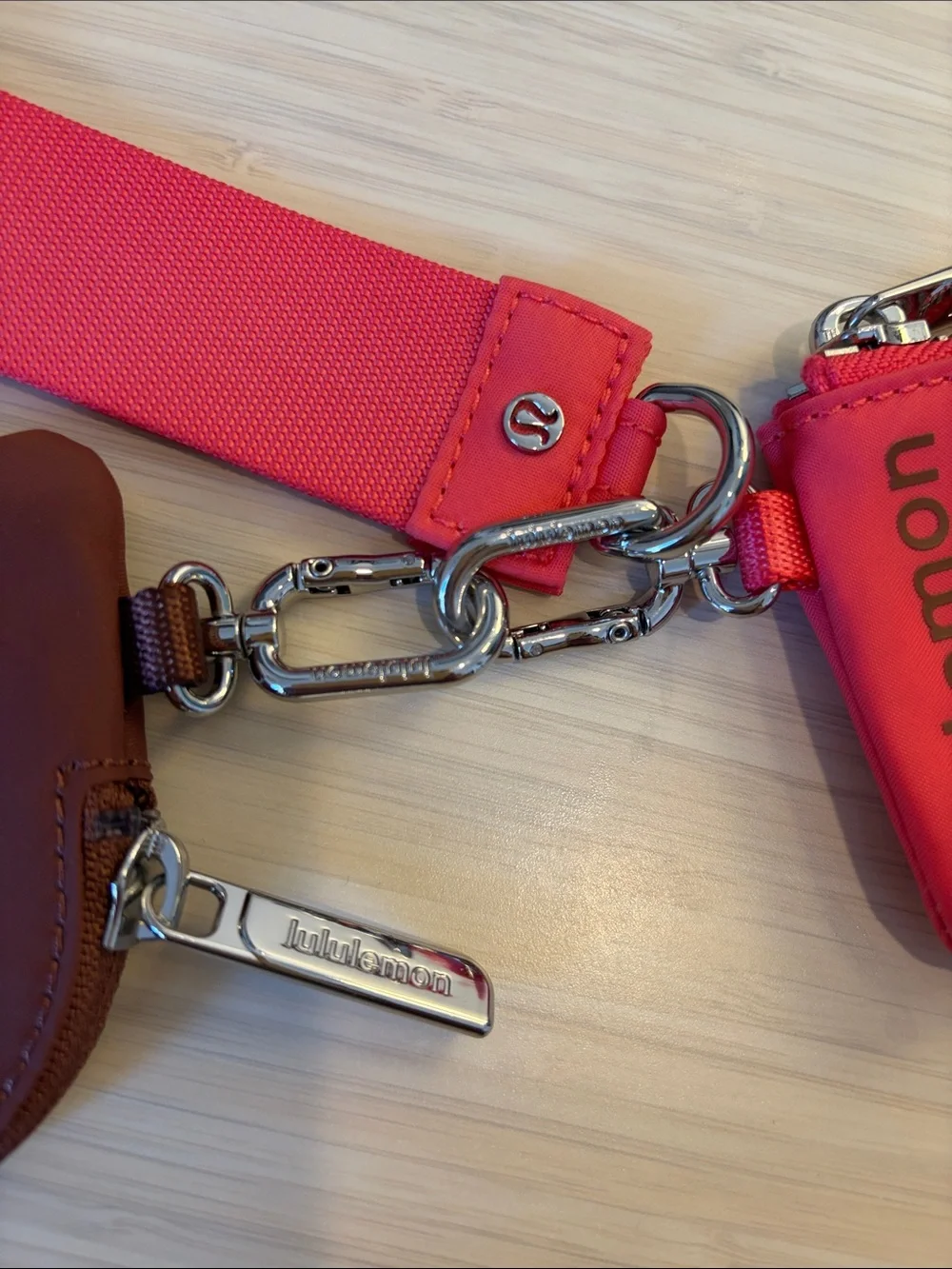 lululemon athletica Pink/Brown Dual Pouch Wristlet